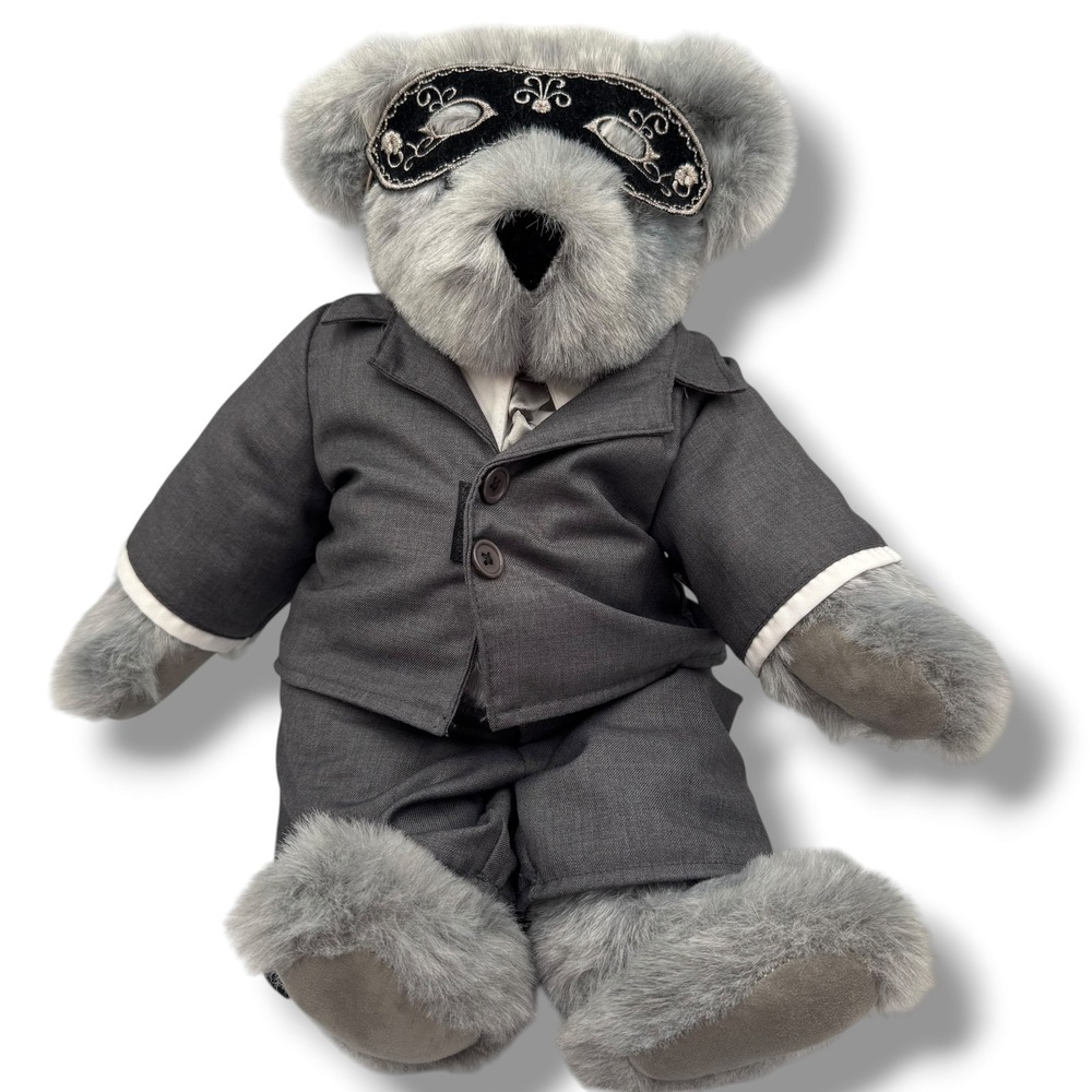 Vermont Teddy Bear Fifty Shades of Grey Plush 17" Grey Christian Grey Suit Mask